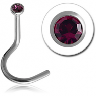 SURGICAL STEEL OPTIMA CRYSTAL JEWELLED LARGE LEFT CURVE NOSE STUD PIERCING