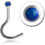 SURGICAL STEEL LARGE LEFT CURVE OPAL JEWELED NOSE STUD PIERCING