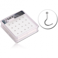 BOX OF 20 SURGICAL STEEL JEWELLED LARGE LEFT CURVED NOSE STUDS PIERCING