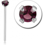 SURGICAL STEEL STRAIGHT PRONG SET 2.5MM JEWELLED NOSE STUD 19MM PIERCING
