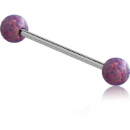 SURGICAL STEEL MICRO BARBELL WITH DOUBLE SYNTHETIC OPAL BALLS PIERCING