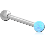 SURGICAL STEEL MICRO BARBELL WITH SYNTHETIC OPAL AND STEEL BALL PIERCING