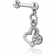 SURGICAL STEEL MICRO BARBELL WITH DANGLING CHARM PIERCING