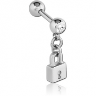 SURGICAL STEEL JEWELLED MICRO BARBELL WITH MASTER KEY CHARM PIERCING