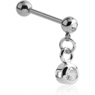 SURGICAL STEEL JEWELLED MICRO BARBELL WITH FLOWER CHARM PIERCING