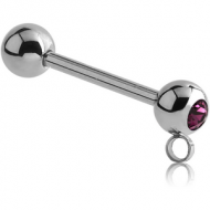 SURGICAL STEEL JEWELLED MICRO BARBELL WITH VERTICAL HOOP PIERCING