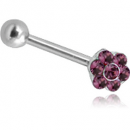SURGICAL STEEL MICRO BARBELL WITH JEWELLED FLOWER PIERCING