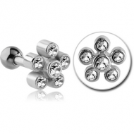 SURGICAL STEEL JEWELLED TRAGUS MICRO BARBELL - FLOWER