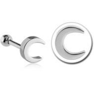 SURGICAL STEEL TRAGUS MICRO BARBELL - CRESCENT PIERCING