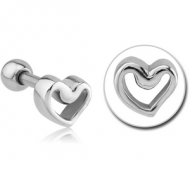 SURGICAL STEEL TRAGUS MICRO BARBELL - HEART PIERCING