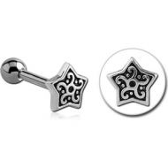 SURGICAL STEEL TRAGUS MICRO BARBELL - STAR PIERCING