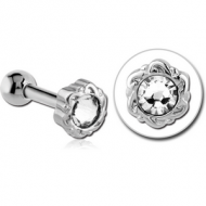 SURGICAL STEEL JEWELLED TRAGUS MICRO BARBELL - FLOWER PIERCING