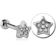 SURGICAL STEEL JEWELLED TRAGUS MICRO BARBELL - STAR PIERCING