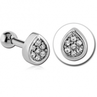 SURGICAL STEEL JEWELLED TRAGUS MICRO BARBELL - DROP PIERCING