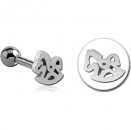 SURGICAL STEEL TRAGUS MICRO BARBELL - ROCKING HORSE PIERCING
