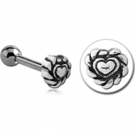 SURGICAL STEEL TRAGUS MICRO BARBELL - HEART PIERCING