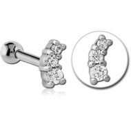 SURGICAL STEEL JEWELLED TRAGUS MICRO BARBELL PIERCING