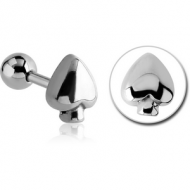 SURGICAL STEEL TRAGUS MICRO BARBELL - SPADE PIERCING