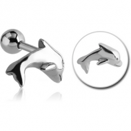 SURGICAL STEEL TRAGUS MICRO BARBELL - DOLPHIN PIERCING