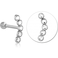 SURGICAL STEEL 5 HIGH END CRYSTAL JEWELLED TRAGUS MICRO BARBELL