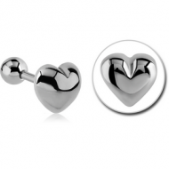 SURGICAL STEEL TRAGUS MICRO BARBELL - HEART PIERCING