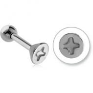 SURGICAL STEEL TRAGUS MICRO BARBELL - NUT HEAD PIERCING