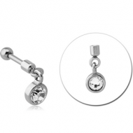 SURGICAL STEEL HELIX MICRO BARBELL WITH JEWELLED CHARM - CIRCLE PIERCING