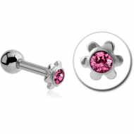 SURGICAL STEEL JEWELLED FLOWER TRAGUS MICRO BARBELL PIERCING