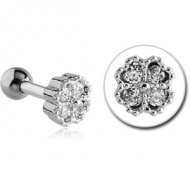 SURGICAL STEEL JEWELLED TRAGUS MICRO BARBELL - SHAMROCK PIERCING