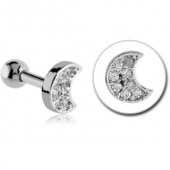 SURGICAL STEEL JEWELLED TRAGUS MICRO BARBELL - CRESCENT PIERCING