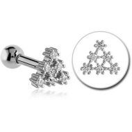 SURGICAL STEEL JEWELLED TRAGUS MICRO BARBELL - SNOWFLAKE PIERCING