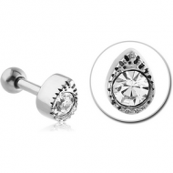 SURGICAL STEEL JEWELLED TRAGUS MICRO BARBELL - DROP PIERCING