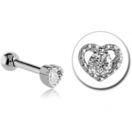 SURGICAL STEEL JEWELLED TRAGUS MICRO BARBELL - HEART PIERCING