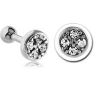 SURGICAL STEEL JEWELLED TRAGUS MICRO BARBELL - DISK PIERCING