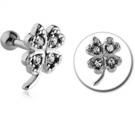 SURGICAL STEEL JEWELLED TRAGUS MICRO BARBELL - SHAMROCK PIERCING