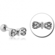 SURGICAL STEEL JEWELLED TRAGUS MICRO BARBELL - BOW TIE PIERCING