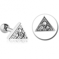 SURGICAL STEEL JEWELLED TRAGUS MICRO BARBELL - TRIANGLE PIERCING