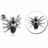 SURGICAL STEEL JEWELLED TRAGUS MICRO BARBELL - SPIDER PIERCING