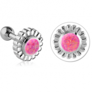 SURGICAL STEEL JEWELLED FLOWER TRAGUS MICRO BARBELL PIERCING