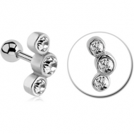 SURGICAL STEEL JEWELLED TRAGUS MICRO BARBELL FOR ERAN PIERCING