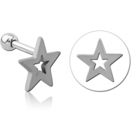 SURGICAL STEEL JEWELLED TRAGUS MICRO BARBELL - STAR PIERCING