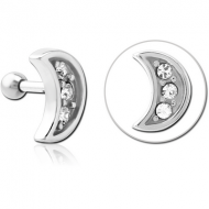 SURGICAL STEEL JEWELLED TRAGUS MICRO BARBELL - CRESCENT PIERCING