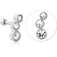 SURGICAL STEEL JEWELLED TRAGUS MICRO BARBELL PIERCING