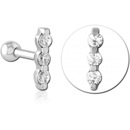 SURGICAL STEEL JEWELLED TRAGUS MICRO BARBELL PIERCING