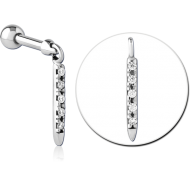 SURGICAL STEEL MICRO BARBELL WITH JEWELLED CHARM PIERCING