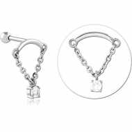 SURGICAL STEEL MICRO BARBELL WITH JEWELLED CHARM