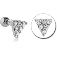 SURGICAL STEEL JEWELLED TRAGUS MICRO BARBELL - TRIANGLE PIERCING