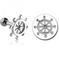 SURGICAL STEEL TRAGUS MICRO BARBELL - SHIP WHEEL