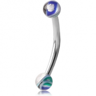 SURGICAL STEEL CURVED MICRO BARBELL WITH UV JAW BREAKER BALLS PIERCING
