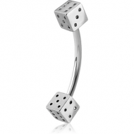 SURGICAL STEEL CURVED MICRO BARBELL WITH DICES PIERCING